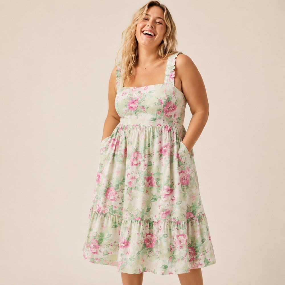 Torrid Floral Smocked Tiered Dress English Rose Sz 14/16 NWT